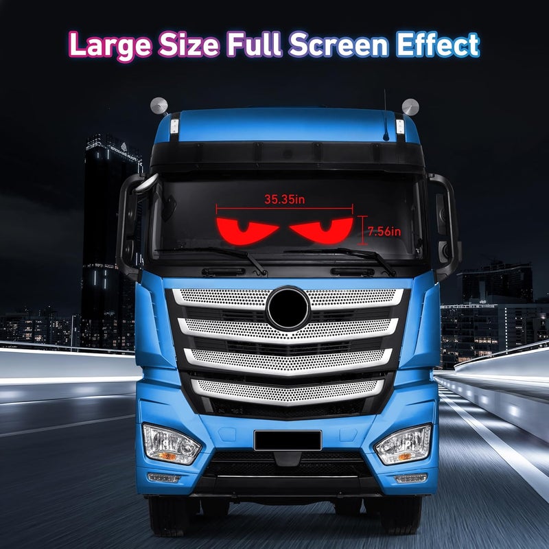 QUEENMO Big Devil Eyes Light for Cars Truck Pickups, 35.4"x7.6" Led Eyes for Truck Windshield with APP Control and Remote Controller,Large Screen Programmable Scrolling Flex LED Sign for Car - Image 4